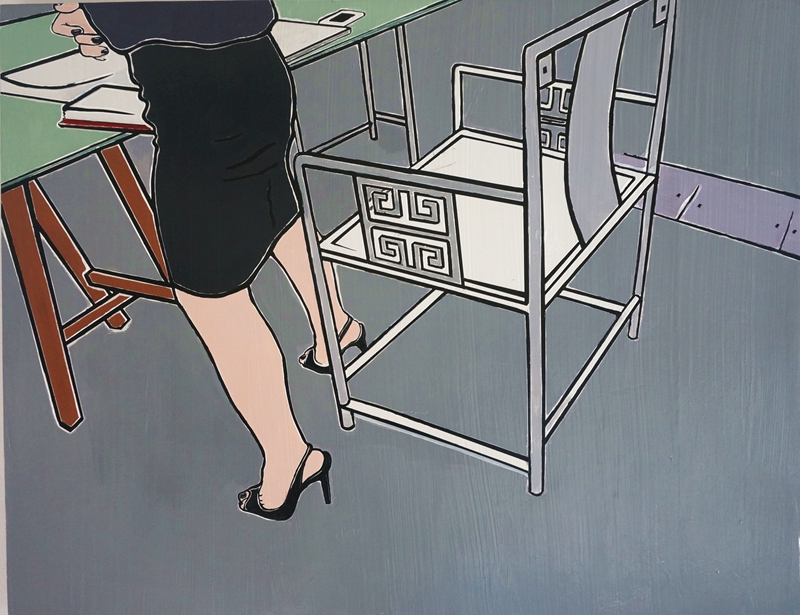 《office lady》90x70cm2016年 木板综合材料.jpg